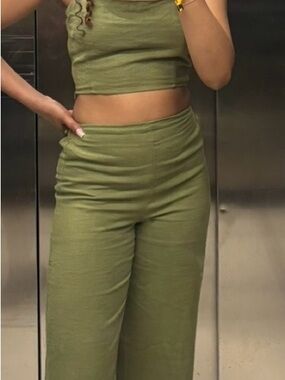 Forever 21 Olive crop top and pants set